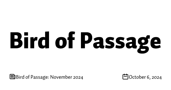 Bird of Passage: November 2024