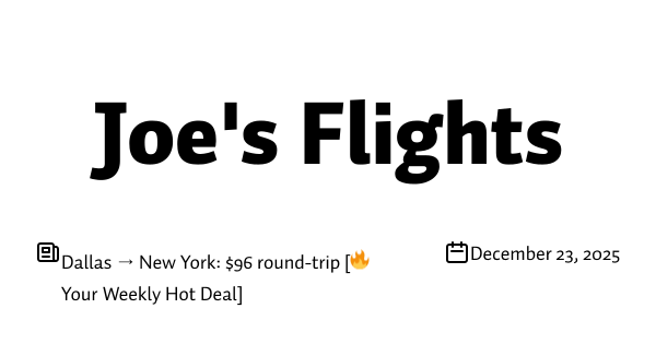 Dallas → New York: $96 round-trip [🔥 Your Weekly Hot Deal]