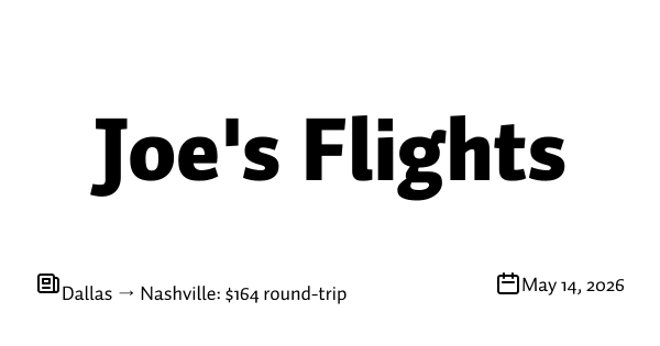 Dallas → Nashville: $164 round-trip