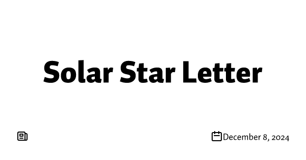 SolarStar Letter - Fall/Winter 2024