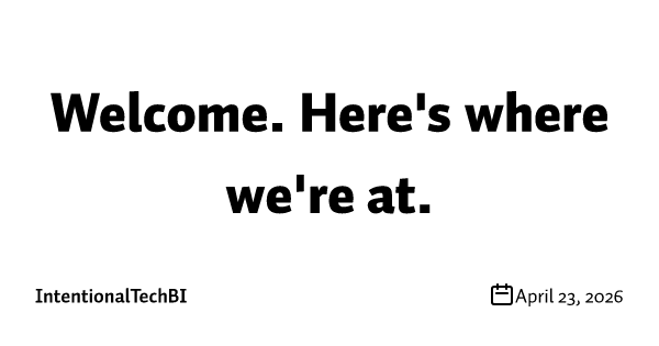 Welcome. Here's where we're at.