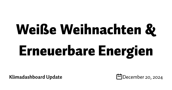 Weiße Weihnachten & Erneuerbare Energien