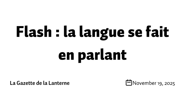 Flash : la langue se fait en parlant