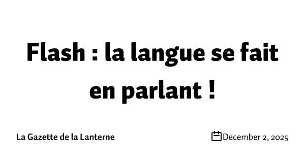 Flash : la langue se fait en parlant !