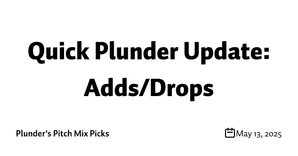 Quick Plunder Update: Adds/Drops