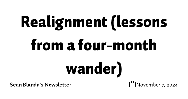 Realignment (lessons from a four-month wander) 