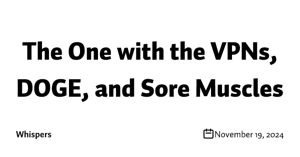 The One with the VPNs, DOGE, and Sore Muscles