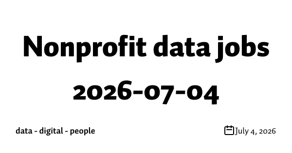 Nonprofit data jobs 2026-07-04