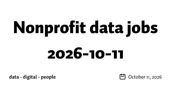 Nonprofit data jobs 2026-10-11
