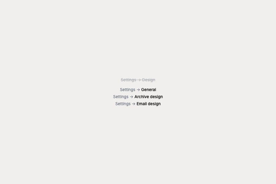 New design settings pages