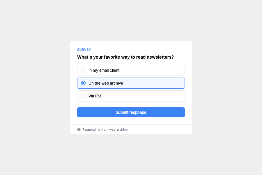 Survey responses on the web
